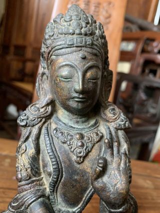 Chinese Antique Tibetan Gilt Bronze Buddha Figure 17th Qing Ming China Asian 2