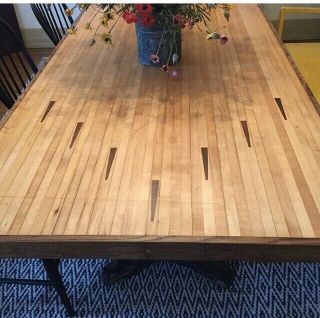 Bowling Alley Dining Conference Table Cast Iron Oak Pub Table Bases Industrial