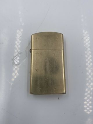 Vintage 1960 Zippo Slim 10k Gold Filled Lighter Cursive No Monogram Starburst