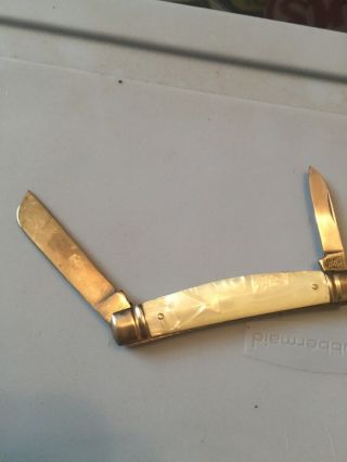 Vintage 2 Blades Imperial Crown Logo Pocket Knife,  Pearl Handle 3