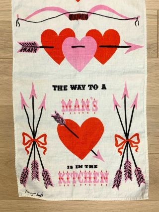 Vtg Tammis Keefe Tea Towel Way To A Man ' s Heart Is In The Kitchen Valentines Day 3