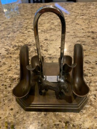 Vintage Early 1900s Ronson Bronze Dog 4 Pipe Stand Holder Art Deco