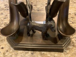 Vintage early 1900s Ronson Bronze Dog 4 Pipe Stand Holder Art Deco 2