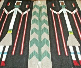 Antique Navajo Rug Yei Blanket Native American Indian Yeibechai Night Tapestry