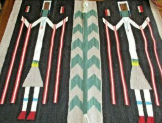 Antique Navajo Rug Yei Blanket Native American Indian Yeibechai Night Tapestry 3