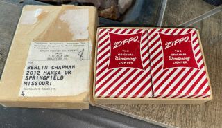 2 Vintage Slim Zippo Lighters In Boxes W/ 1963 Mailing Box