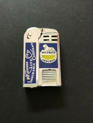 1940 Kansas City Life Insurance Co.  Enamel Advertising Regens Lighter Mib