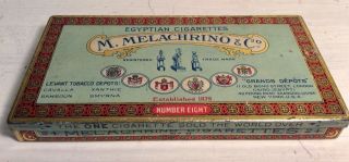 Vintage Antique Egyptian Cigarettes Tobacco Tin M.  Melachrino 8