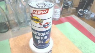 Vintage - Sunoco - - Dx - Outboard Motor Oil - Empty 1 Pint Can - Bottom Opened