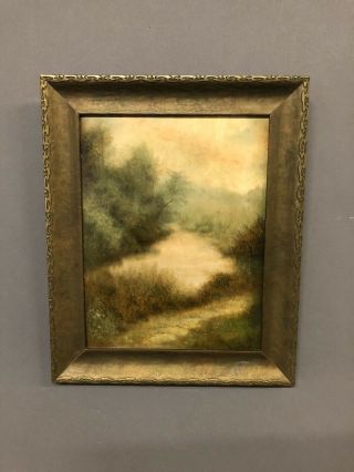 Antique Ben Austrian Oil On Artist Board Of A Spring Landscape 17 1/2” X 14 1/2”