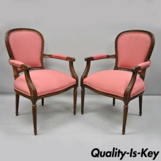 Ethan Allen Louis Xvi French Style Pink Armchairs Fauteuil Chair