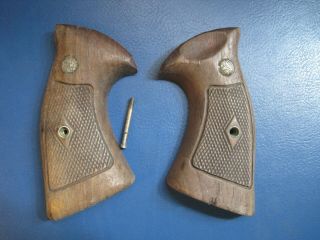 Vintage Wooden Smith & Wesson Pistol Grips