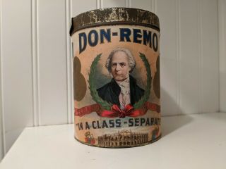 Don - Remo Cigar Tobacco Tin Antique Advertising Can Cincinnati Ohio 1910 Stamp