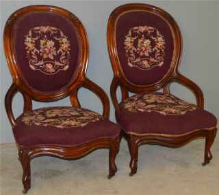18731 Victorian Needlepoint Parlor Chairs