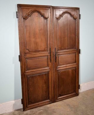 66 " Tall Antique French Solid Oak Wood Doors Mid 1800 