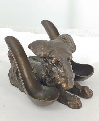 Vintage Ronson Bronze Scottie Dog Pipe Stand Holder Art Deco