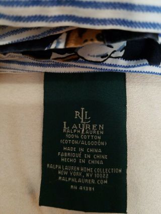 Rare Ralph Lauren Teddy Bears Stripe Queen Flat Sheet Polo Bear Vtg.
