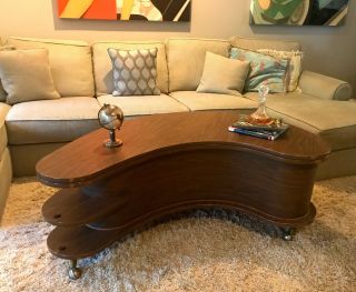 Mid Century Modern Boomerang Coffee Table W/ Built - In Bar - Mcm Must - Have