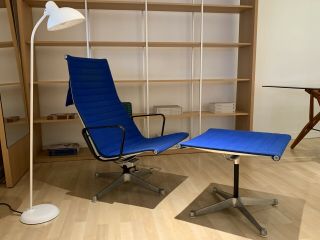 Vintage Eames Aluminum Group Lounge Chair And Ottoman By Herman Miller