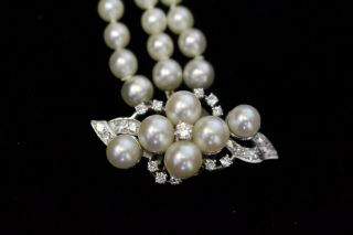 14k White Gold Diamond Pearl Strand Antique Bracelet 7 Inches 100 Real