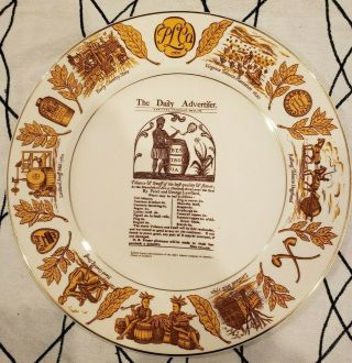 Early American History Of P.  Lorillard Tobacco Company Commemorative Plate 1954
