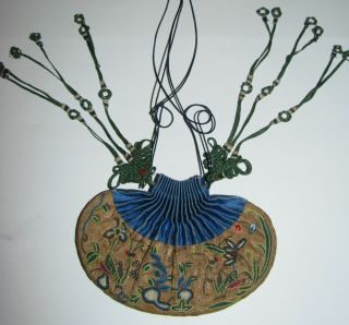 19TH CENTURY CHINESE SILK EMBROIDERY PURSE POUCH 3