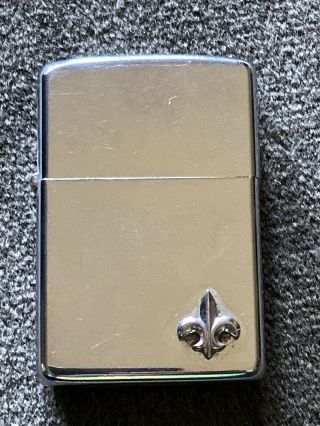 Vintage Rare 1965 Zippp Lighter 2517191 Fleur De Lis Corner High Polish Silver