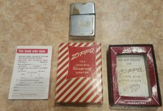 Vintage Zippo Lighter Pat 2032695 (1937 - 1950) 16 Hole W/striped Box 250