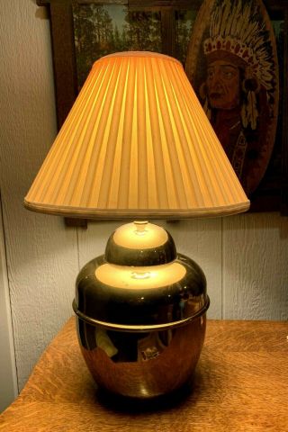 Vintage Large Mcm Brass Urn Ginger Jar Canister Table Lamp