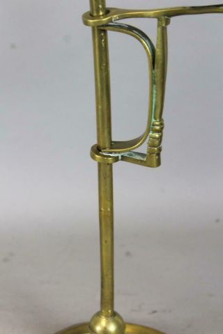 RARE 18TH C BRASS TABLE TOP ADJUSTABLE CANDLE HOLDER WEIGHTED BASE OLD SURFACE 3