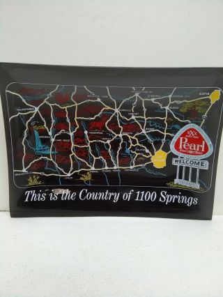 Vintage Pearl Beer Art Glass Tray Map Of San Antonio Area Land Of 1100 Springs