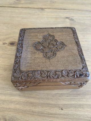 Vintage Old Antique ? Collectible Wooden Hand Carved Box Unique Beautifully Done