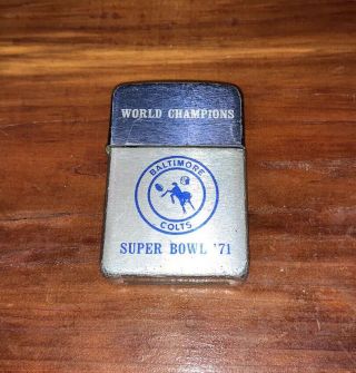 Vintage Baltimore Colts Bowl Lighter Indianapolis Storm King 1971 Zippo 71