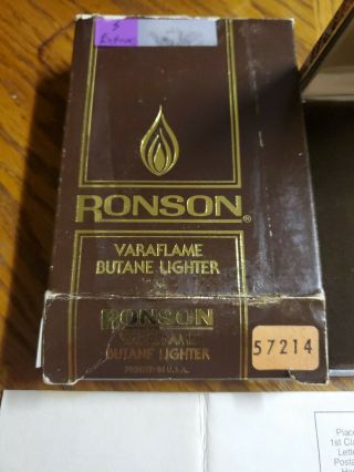 Vintage Ronson Varaflame Gold Tone Butane Lighter With Box Rare 3