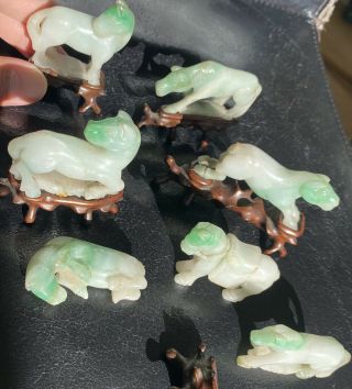 A Set Of 7 Very Rare 19th Century Chinese Carved Jadeite Horses