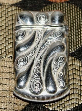 Antique Sterling Silver Vesta Match Safe Art Nouveau