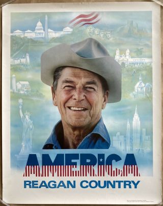 Ronald Reagan Poster America Reagan Country Vintage 1980 - 22 " X 28 "