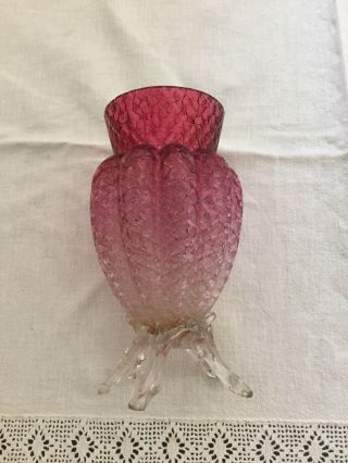 Antique Vintage Cranberry Glass Vase Collectible