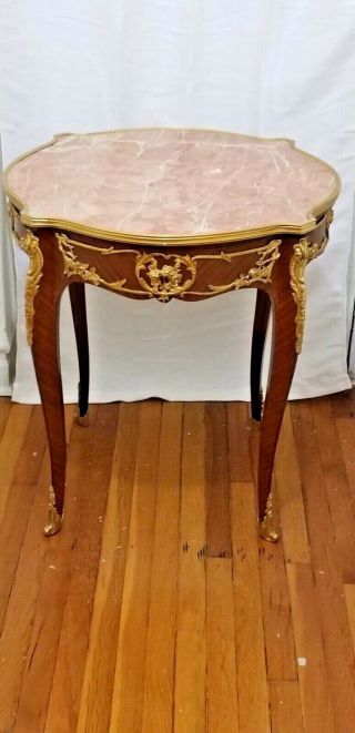 Louis XV Style Side Table Accent Table with marble top 2