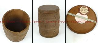 1930s Briggs Smoking Tobacco Humidor 7¼ Inch Wooden Barrel W/clay Insert & Label
