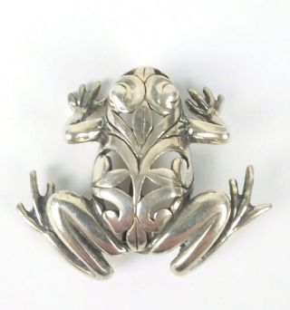 Vintage Sterling Silver Designer Frog Brooch Pin Ref905