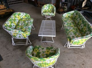 Vintage Homecrest Mid Century Modern 5 Piece Patio Set 2 Gliding Sofas 2 Chairs