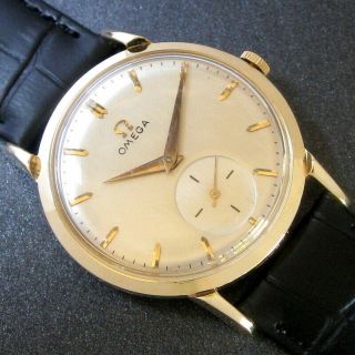 Mens 1958 Omega 14k Solid Gold Vintage Swiss Watch,  Boxes,  Papers & Guarantee