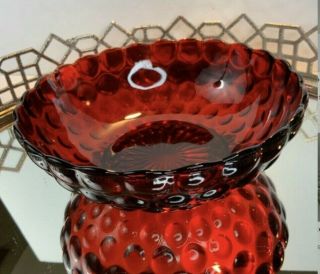 Anchor Hocking Bubble Serving Bowl Ruby Red 8 1/4 Vintage N1