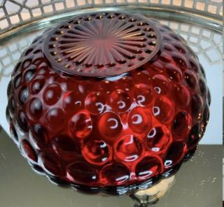 Anchor Hocking Bubble Serving Bowl Ruby Red 8 1/4 Vintage N1 2