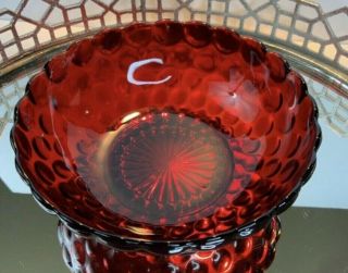 Anchor Hocking Bubble Serving Bowl Ruby Red 8 1/4 Vintage N1 3