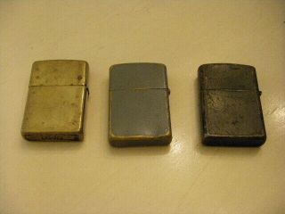 2 Vintage brass Zippo lighters and 1 
