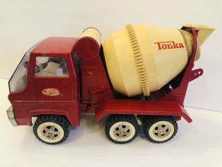Vintage Red Tonka Pressed Steel Cement Mixer Truck