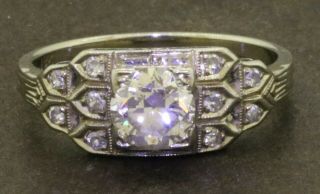 Antique 18k Wg.  90ctw Vs Diamond Filigree Wedding/engagement Ring W/.  75ct Ctr.