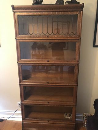 Macey Quarter Sawn Oak Lawyers Barristers Bookcase 5 Stack With Base And Top